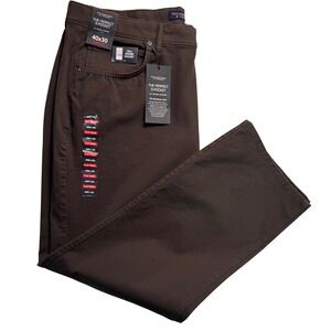 Roundtree & Yorke Mens Perfect 5-Pocket Pants Ash Brown 40x30 Classic Fit NWT